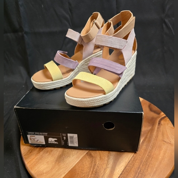 Sorel Shoes - NWT Sorel Cameron Wedge Multistrap Sandal Shale,Mauve,Seasalt Women's Sz 9.